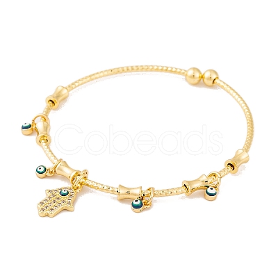 Brass Pave Clear Cubic Zirconia Charm Bangles for Women BJEW-S147-20A-G-1