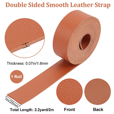 2M Flat Single Face Lychee Pattern Imitation Leather Band LC-WH0010-02A-04-1