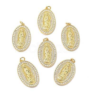 Rack Plating Brass Micro Pave Clear Cubic Zirconia Pendants KK-H431-05G-1