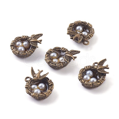 Antique Bronze Plated Light Grey Pearl Alloy Pendants PALLOY-Z001-01-1