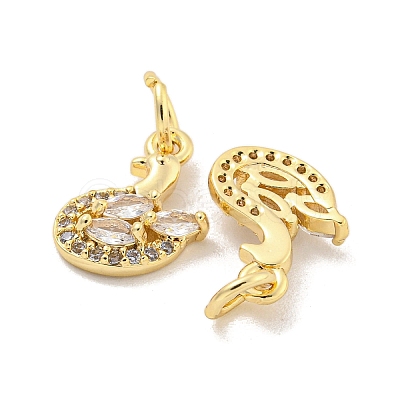 Brass Micro Pave Clear Cubic Zirconia Charms KK-Z044-33G-1