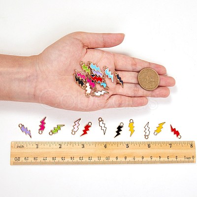 60Pcs 10 Colors Light Gold Plated Alloy Enamel Pendants sgENAM-SZ0001-33LG-1