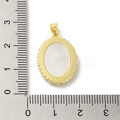 Brass Pave Natural White Shell Pendants KK-D095-04A-G-1