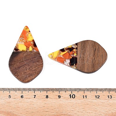 Transparent Resin and Walnut Wood Pendants RESI-T057-06M-1