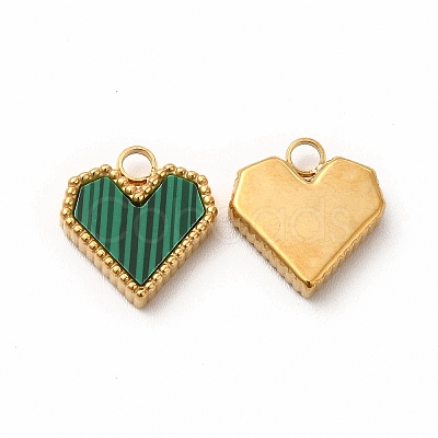 Synthetic Malachite Dyed Heart Charms STAS-A076-08G-1