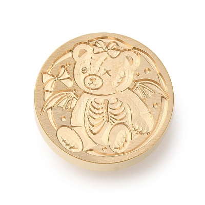 Golden Tone Wax Seal Brass Stamp Heads AJEW-U008-01G-01-1