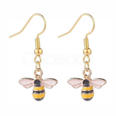 Bee Theme Enamel Dangle Earrings EJEW-JE04808-1