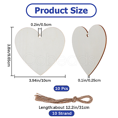 Heart Unfinished Wood Cutouts Ornaments WOOD-WH0002-33-1