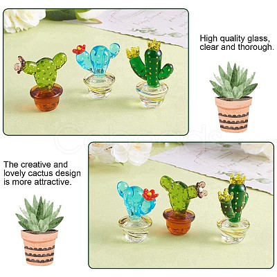 Handmade Blown Glass Cactus Figurines JX535A-1