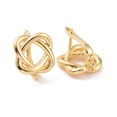 Brass Wire Wrap Hoop Earring Findings with Latch Back Closure KK-G420-16G-1