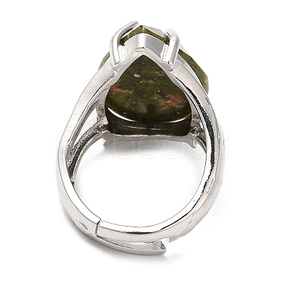 Synthetic & Natural Mixed Gemstone Teardrop Adjustable Rings RJEW-K241-03P-1