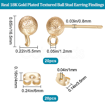 Beebeecraft 20Pcs Brass Ball Stud Earring Findings KK-BBC0007-13-1