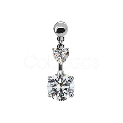 316L Surgical Stainless Steel Clear Cubic Zirconia Belly Button Rings WG93CBC-05-1