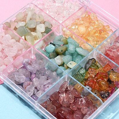 117G 9 Style Natural & Synthetic Gemstone Chips Beads Sets G-FS0002-27-1