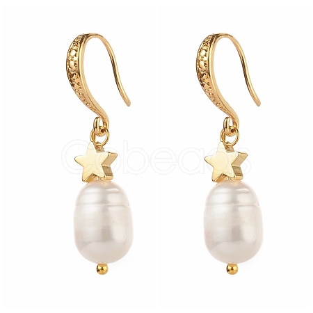 Grade B Natural Pearl Beads Dangle Earring EJEW-JE04591-01-1