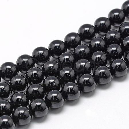 Natural Black Tourmaline Beads Strands G-R446-12mm-19-1