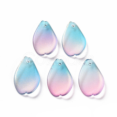 Two Tone Transparent Spray Painted Glass Pendants GLAA-S190-014E-01-1