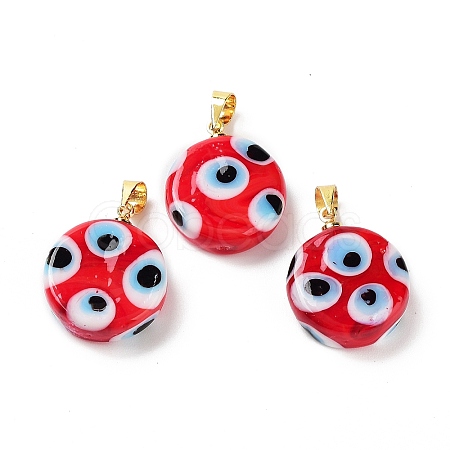 Handmade Evil Eye Lampwork Pendants LAMP-F030-01G-06-1