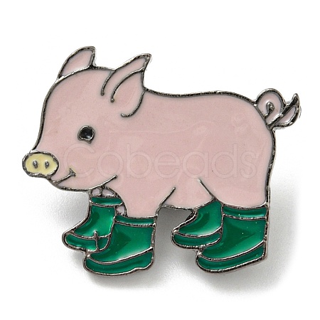 Pig in Rain Boots Enamel Pins JEWB-C021-01A-1