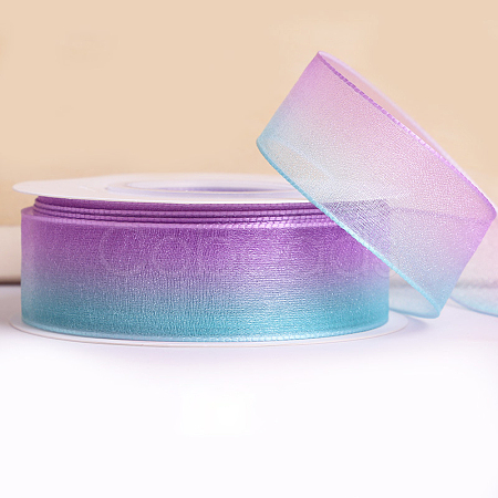 Gradient Rainbow Color Polyester Chiffon Ribbon RABO-PW0001-132F-1