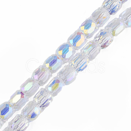 Electroplate Transparent Glass Beads Strands EGLA-N002-32-C03-1