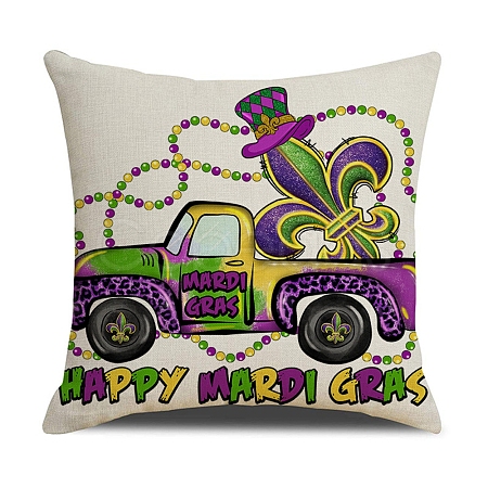Mardi Gras Carnival Theme Linen Pillow Covers AJEW-H146-02D-1