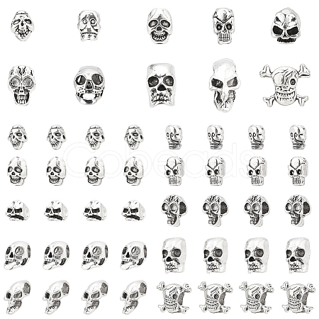 PandaHall Elite 80Pcs 10 Style Halloween Tibetan Style Alloy Beads FIND-PH0006-39-1