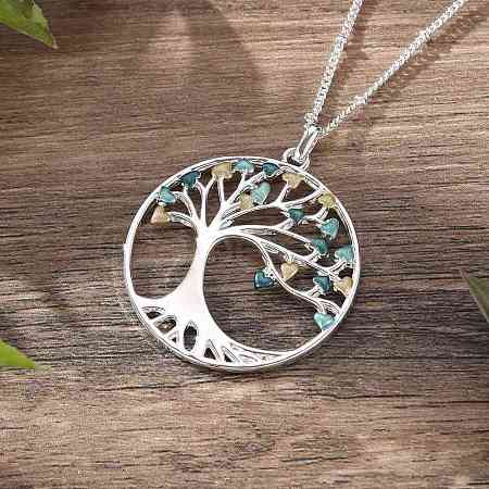 Alloy Pendant Moon & Tree of Life Necklace for Women PW-WGFDBCB-02-1