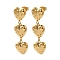 Ion Plating(IP) 304 Stainless Steel Heart Stud Earrings, Polished, Golden, 40x11mm