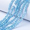 Electroplate Glass Beads Strands, Imitation Jade Beads, Pearl Luster Plated, Faceted, Rondelle, Light Sky Blue, 2.9~3.3x2mm, Hole: 0.8mm, about 145~150pcs/strand, 34~35cm