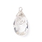 Wire Wrapped Transparent Glass Pendants, Faceted, Teardrop, Silver, Clear, 45x22x12.5mm, Hole: 4mm