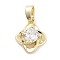 Brass Micro Pave Clear Cubic Zirconia Pendants, Flower Charms, Real 14K Gold Plated, 13.5x11x5.5mm, Hole: 5x2.5mm