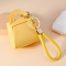 Imitation Leather Mini Tote Bag Keychain, Coin Purse Pocket Lipstick Bag for Women, Yellow, 9.4x7.8x4.2cm