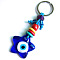 Lampwork Evil Eye Keychains, with Metal Rings, Star, 11cm