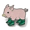 Pig in Rain Boots Enamel Pins, Platinum Tone Alloy Brooches, Green, 23.5x28x2mm