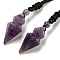 Natural Amethyst Conical Pendulum Pendant Necklace with Nylon Cord for Women, 27.56 inch(70cm)