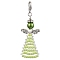 Angel Glass Seed Beads Pendants Decrotions, Alloy Lobster Clasp Charms Ornaments, Pale Green, 68mm