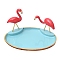 Flamingo Shape Alloy Jewelry Plate, Storage Tray for Rings, Necklaces, Earring, Pale Turquoise, 155x105x90mm