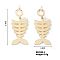 Baroque Style Fishbone Earrings Exquisite 3D Colorful Fashion Jewelry, Golden, 37x16mm