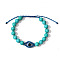 Synthetic Turquoise Evil Eye Braided Beaded Bracelets, with Resin & Thread Cord, 6-1/4~9-7/8 inch(16~25cm)