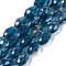 Transparent Electroplate Glass Beads Strands, AB Color Plated, Faceted, Teardrop, Marine Blue, 11.5x8mm, Hole: 1.2mm, about 55~57pcs/strand, 25.59''(65cm)