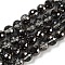 Transparent Electroplate Glass Beads Strands, Faceted, Round, Black, 9~10mm, Hole: 1.3mm, about 63~68pcs/strand, 24.41~25.43''(62~64.6cm)