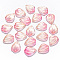 Transparent Spray Painted Glass Pendants, with Glitter Powder, Petal, Pink, 19x15x3.5mm, Hole: 1mm