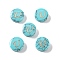 Synthetic Turquoise Beads, with Golden Tone Brass Slices, Flat Round with Letter, Letter U, 15x5.5mm, Hole: 1.4mm