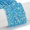 Electroplate Glass Beads Strands, Pearl Luster Plated, Faceted, Bicone, Light Sky Blue, 4x4x3mm, Hole: 1mm, about 149pcs/strand, 15.16''(38.5cm)