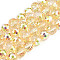 Electroplate Transparent Glass Beads Strands, Faceted, Round, Yellow, 10x9mm, Hole: 1.5mm, about 72pcs/strand, 25.98 inch(66cm)