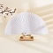 Spanish Solid Color Bamboo with Paper Folding Fan, for Party Wedding Dancing Decoration, White, 230mm