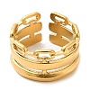 304 Stainless Steel Hollow Oval Open Cuff Rings for Women RJEW-D012-01G-2