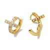 Cross Brass Stud Earrings EJEW-R162-02G-3