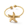 Ion Plating(IP) 304 Stainless Steel Starfish Open Cuff Rings for Women RJEW-H136-06G-2